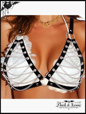 Adjustable Leather Chest Harness Body Chain Gothic Rave Accessory